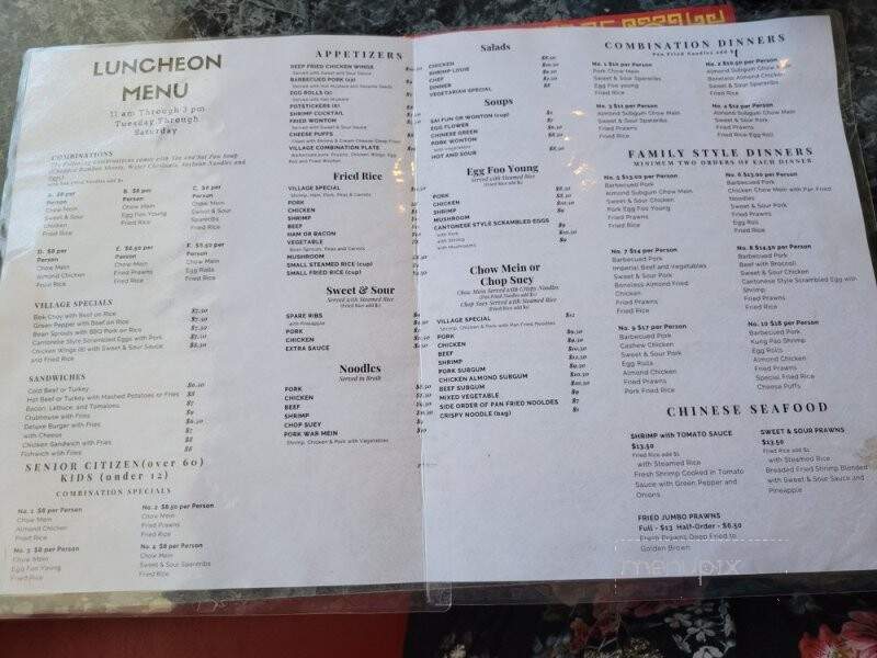 Chinese Village - Aberdeen, WA menu_pic