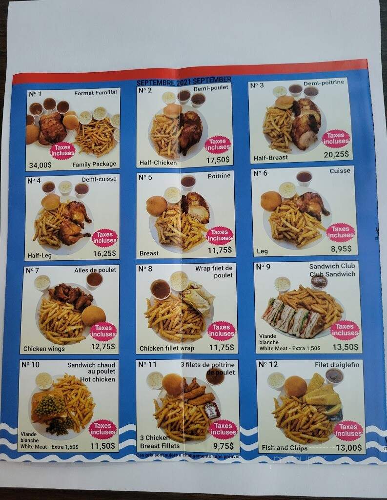 Au Roi Du Coq Roti - Sherbrooke, QC menu_pic