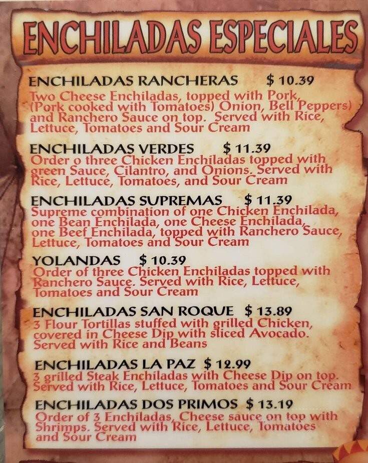 Dos Primos - Troy, MO menu_pic