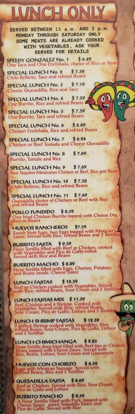 Dos Primos - Troy, MO menu_pic