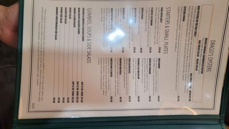 Drago's Seafood Restaurant - Metairie, LA menu_pic