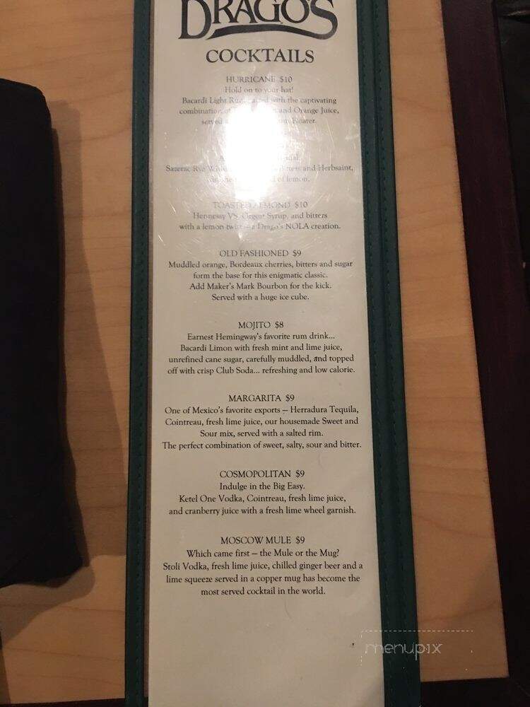 Drago's Seafood Restaurant - Metairie, LA menu_pic