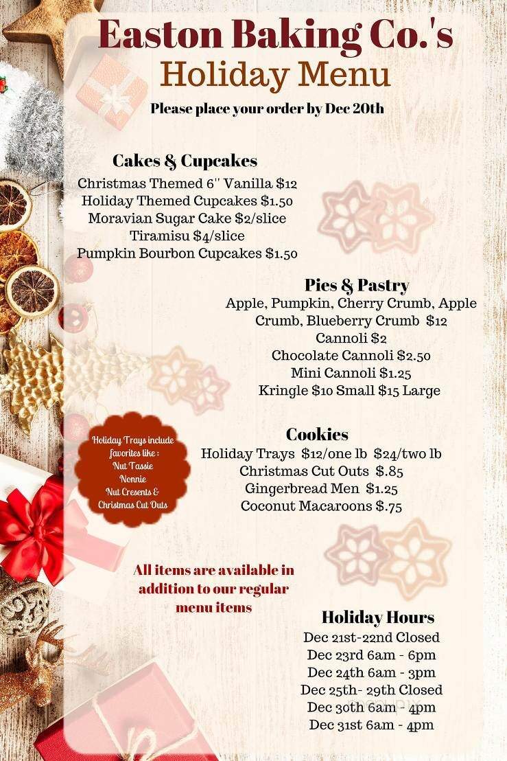Easton Baking Co - Easton, PA menu_pic