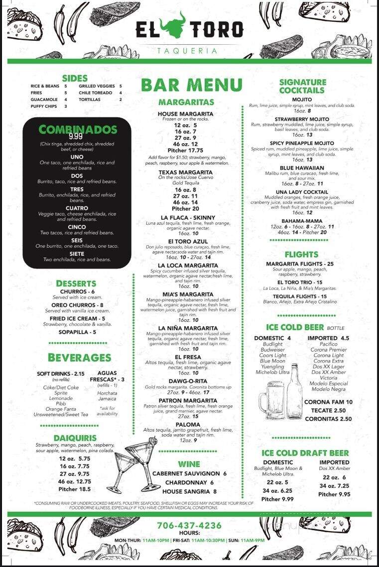 El Toro Taqueria - Waynesboro, GA menu_pic