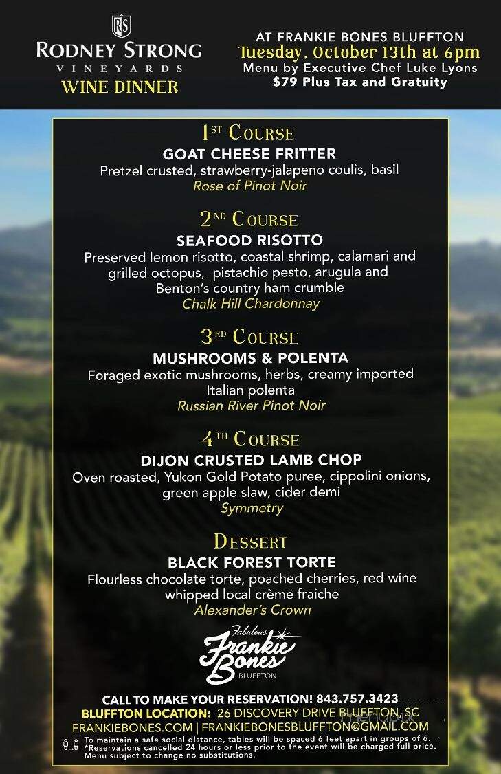 Frankie Bones - Bluffton, SC menu_pic