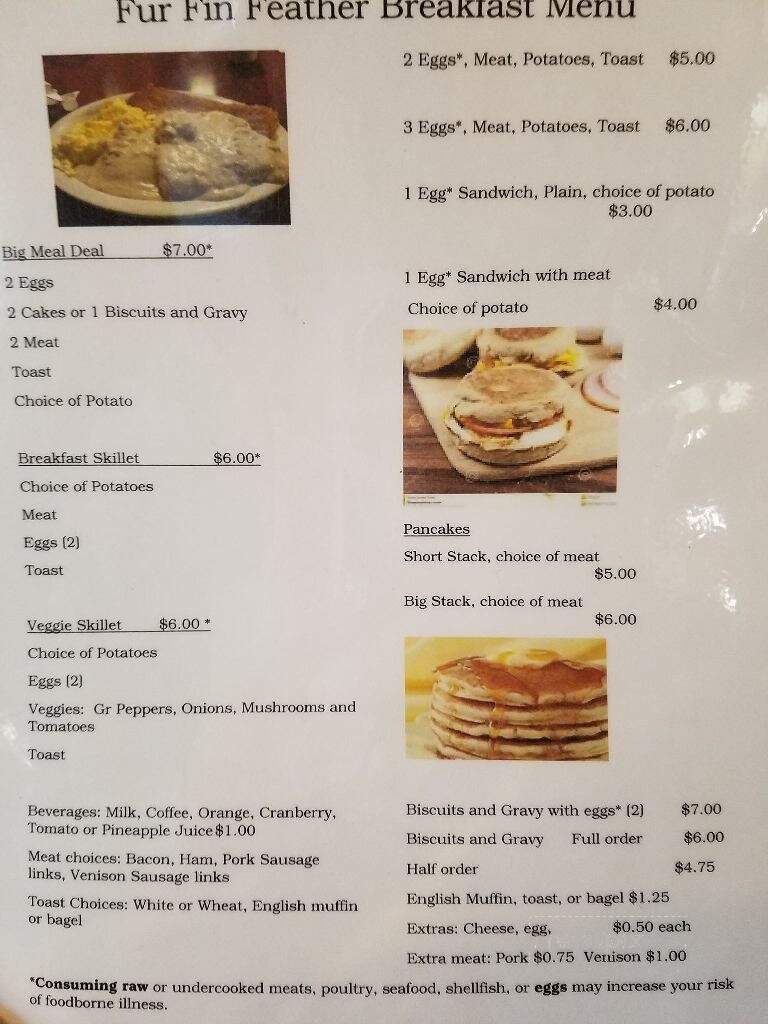 Fur Fin & Feather - Wisconsin Dells, WI menu_pic