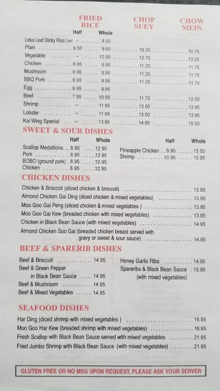 Kai-Wing Restaurant - Kentville, NS menu_pic