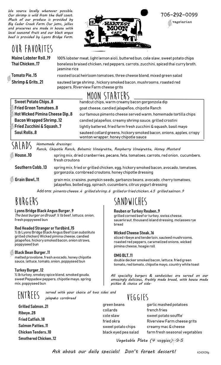 Harvest Moon Cafe - Rome, GA menu_pic