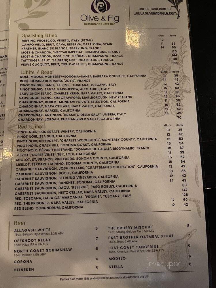 Olive & Fig Restaurant and Jazz Bar - Canoga Park, CA menu_pic