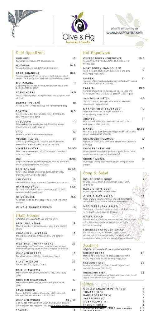 Olive & Fig Restaurant and Jazz Bar - Canoga Park, CA menu_pic