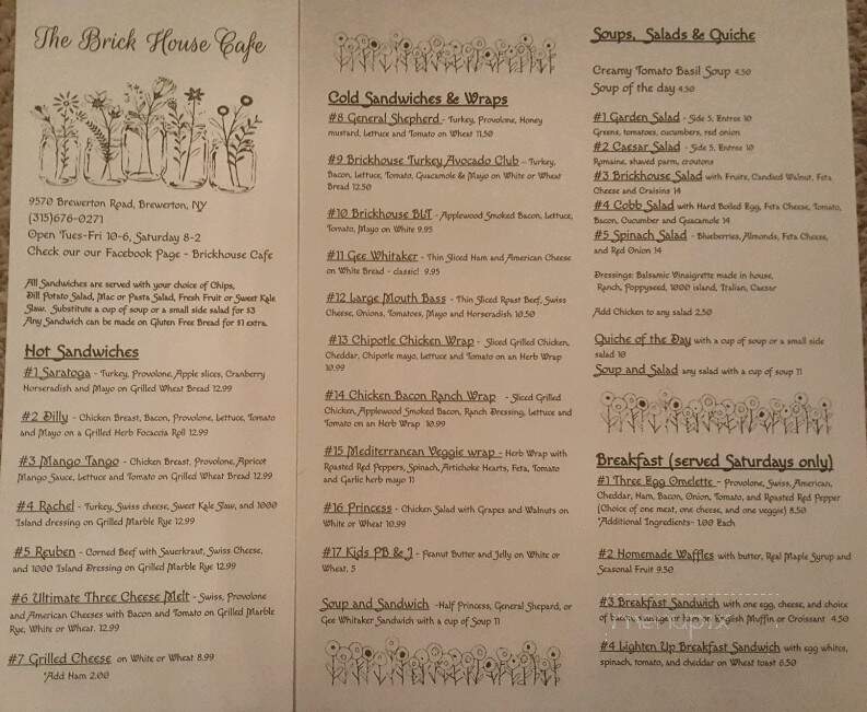 The Brick House Cafe - Brewerton, NY menu_pic