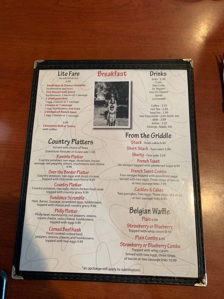 Ramblin Roads Restaurant - Ogden, UT menu_pic