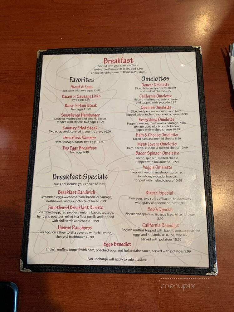 Ramblin Roads Restaurant - Ogden, UT menu_pic