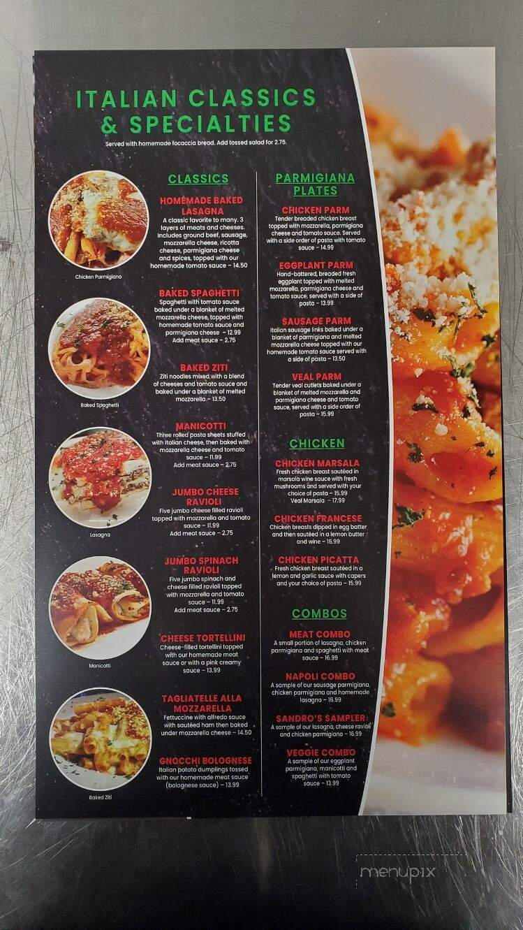 Sandro's Pizzeria & Italian Restaurant - Christiansburg, VA menu_pic