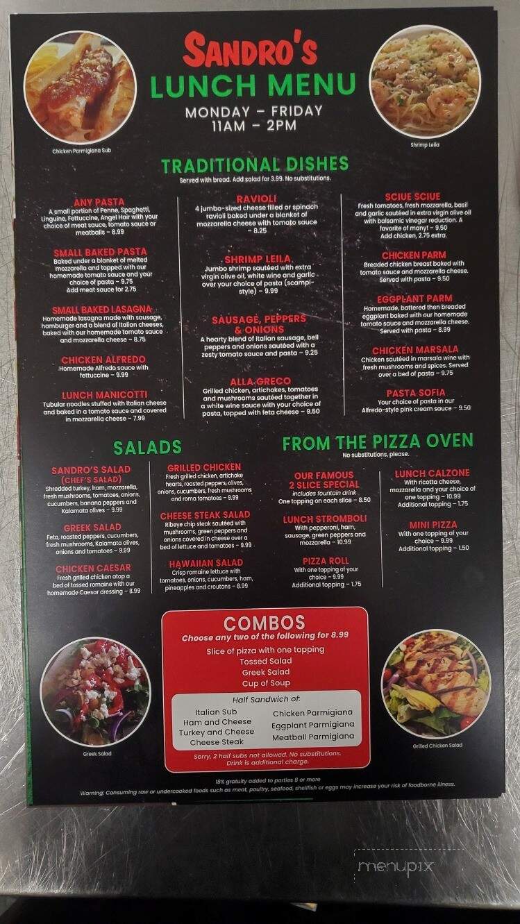 Sandro's Pizzeria & Italian Restaurant - Christiansburg, VA menu_pic