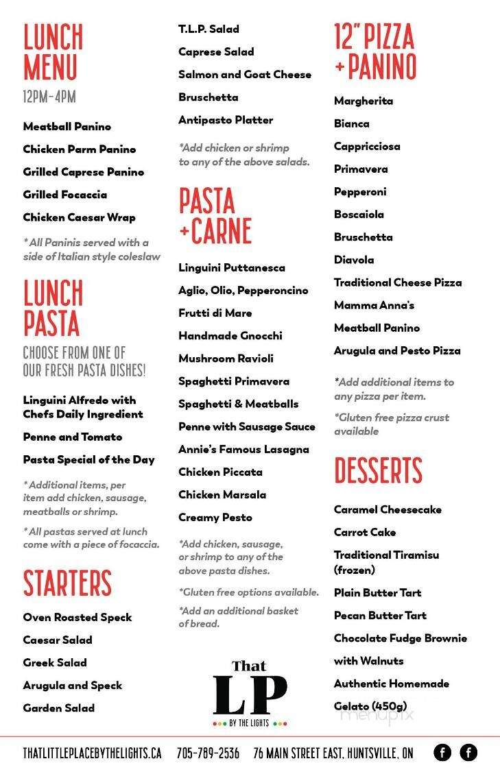 That Little Place By the Lights - Huntsville, ON menu_pic