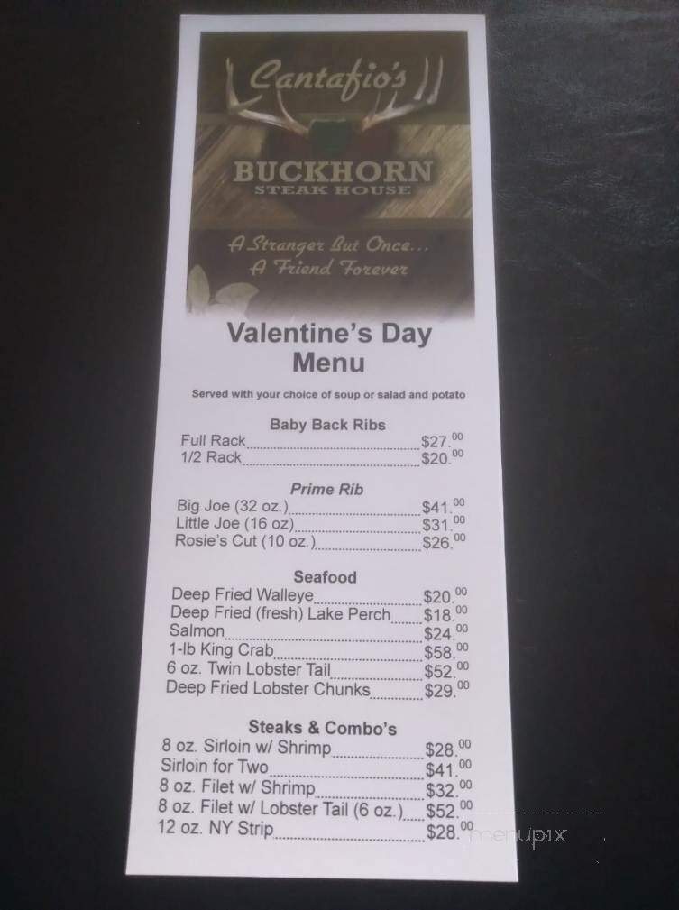 Buckhorn Supper Club - Beaver Dam, WI menu_pic