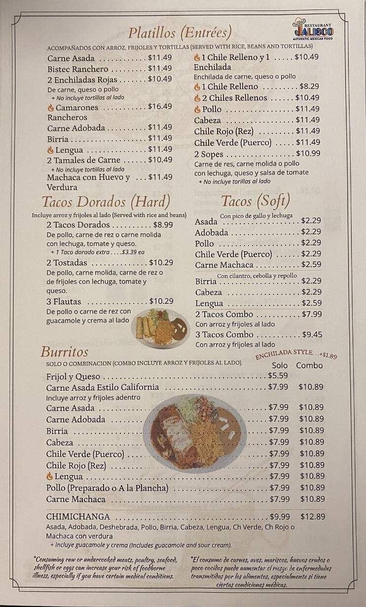 Tortilleria Jalisco & Restaurant - Tucson, AZ menu_pic