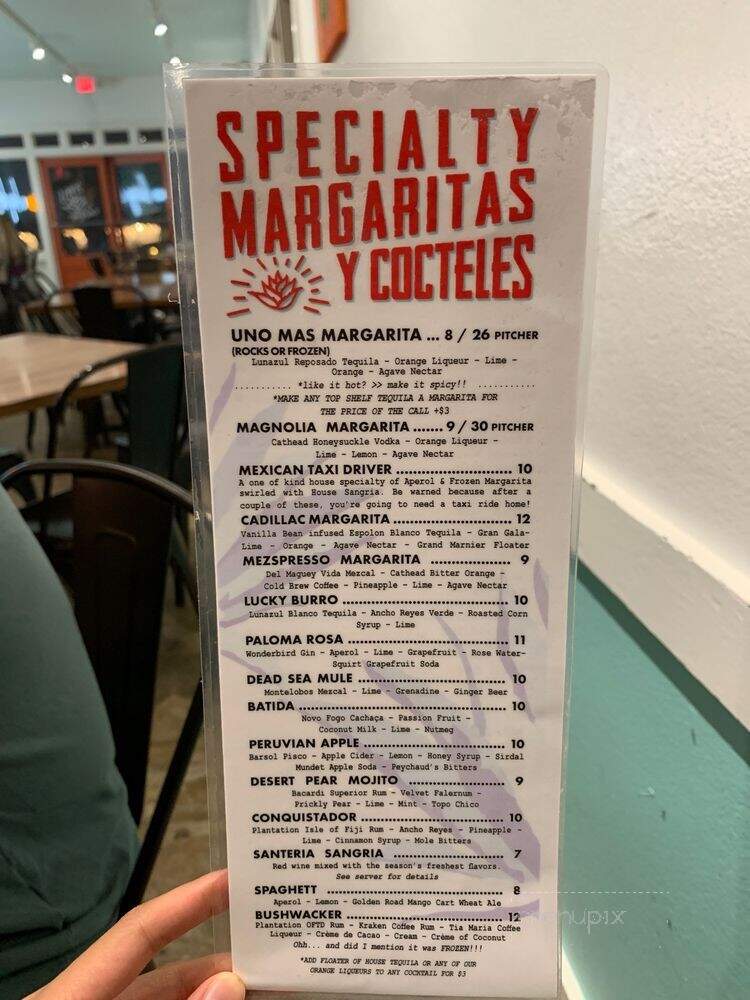Uno Mas Tacos & Tequila - Starkville, MS menu_pic