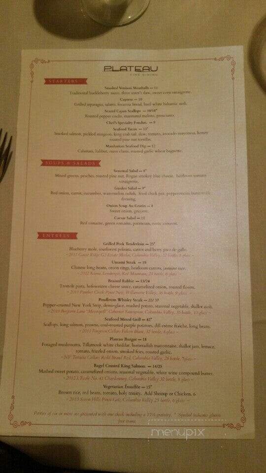 Plateau - Pendleton, OR menu_pic