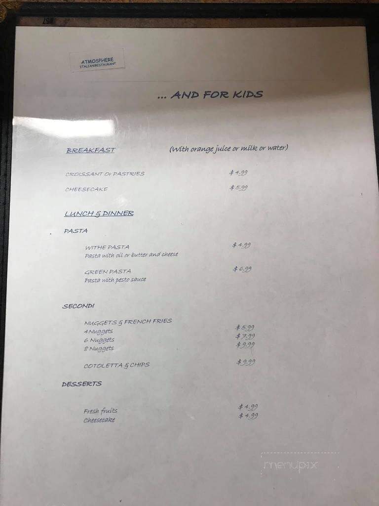Atmosphere Italian Restaurant - Sarasota, FL menu_pic
