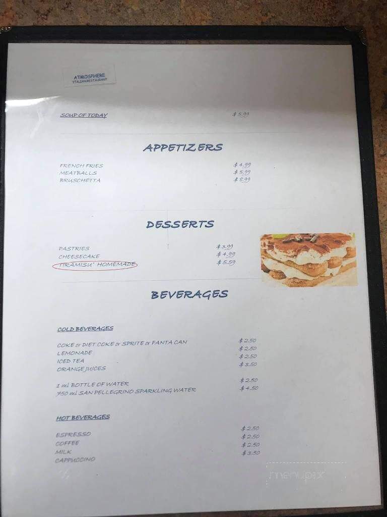 Atmosphere Italian Restaurant - Sarasota, FL menu_pic
