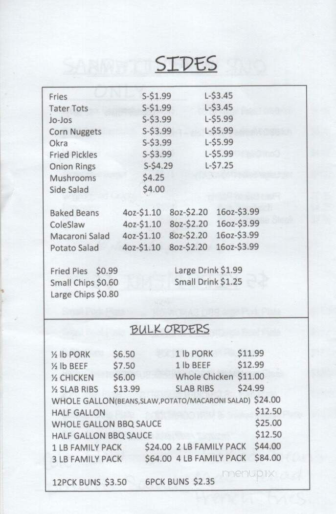 Beach Club BBQ - Hardy, AR menu_pic