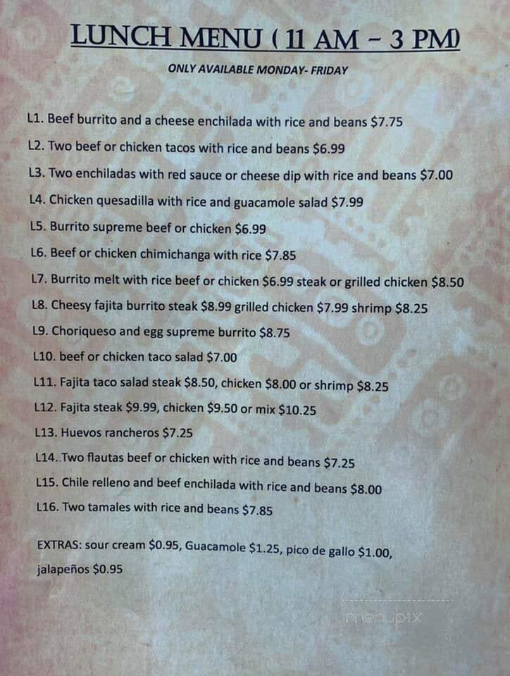 Burrito Mexican Restaurant - Elberta, AL menu_pic