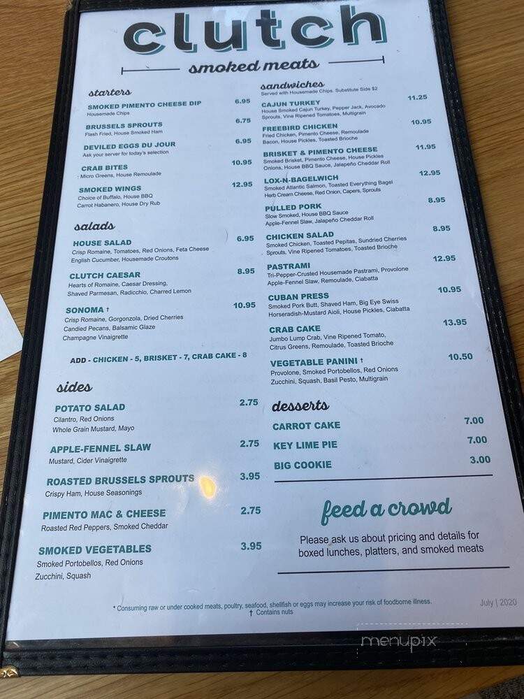 Clutch Smoked Meats - Roanoke, VA menu_pic