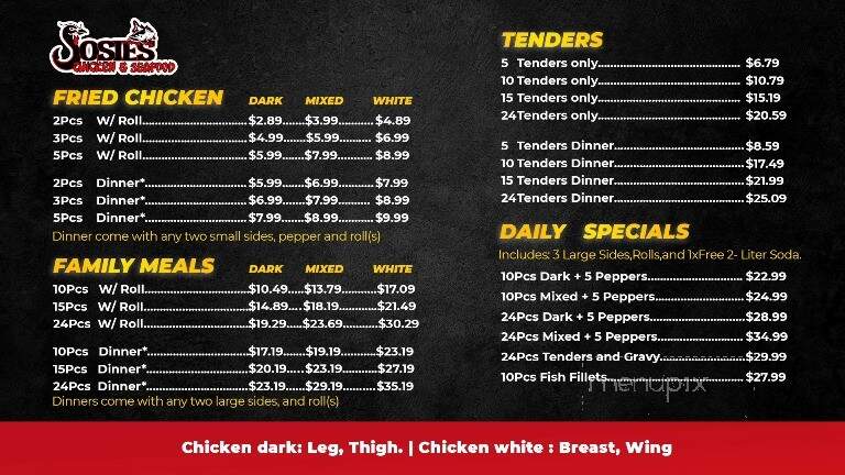 Josie's Chicken & Seafood - Ardmore, OK menu_pic