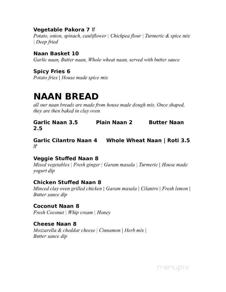 Namaste Bistro - Miramichi, NB menu_pic