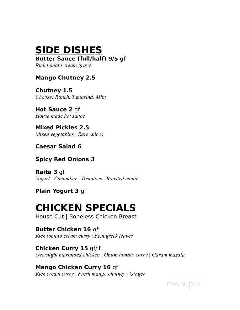 Namaste Bistro - Miramichi, NB menu_pic