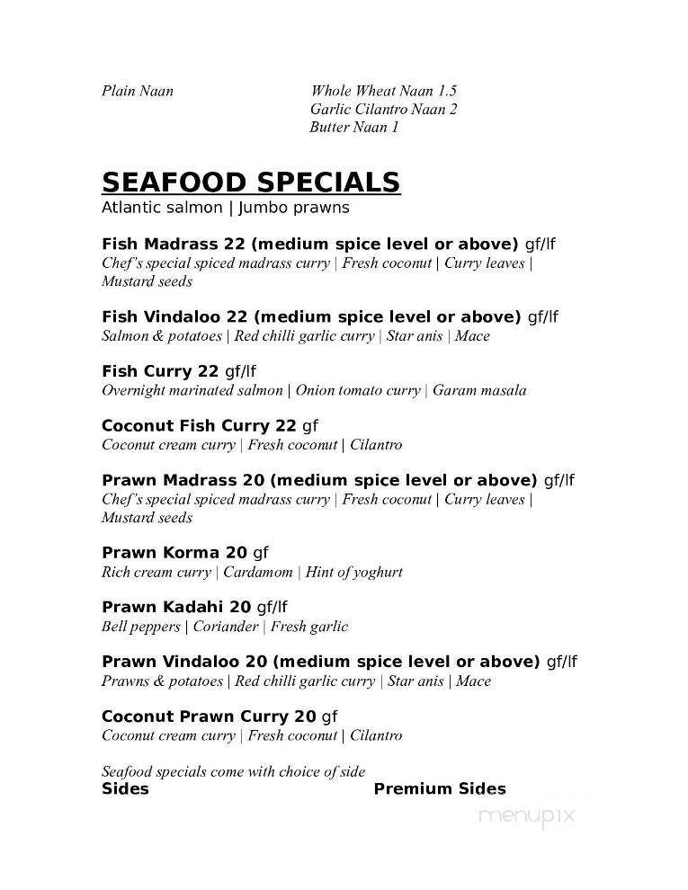 Namaste Bistro - Miramichi, NB menu_pic