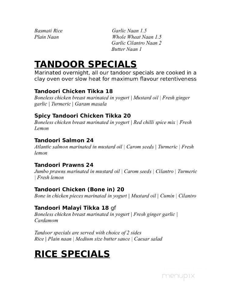 Namaste Bistro - Miramichi, NB menu_pic