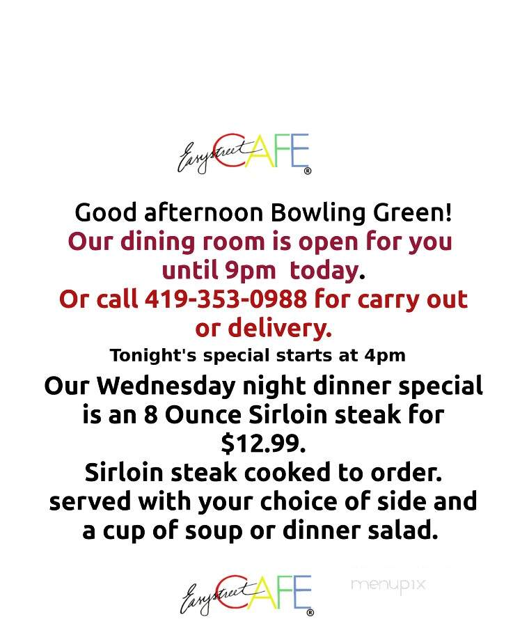 Easy Street Cafe - Bowling Green, OH menu_pic