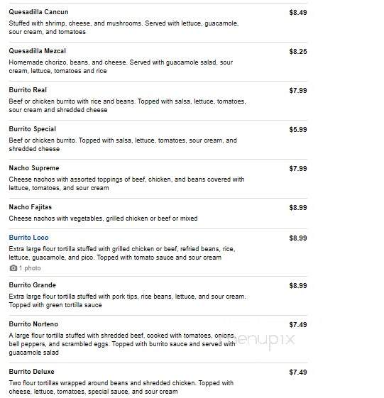 El Barril Mexican Grill - Maryville, TN menu_pic