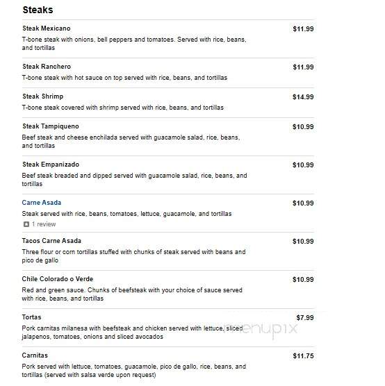 El Barril Mexican Grill - Maryville, TN menu_pic