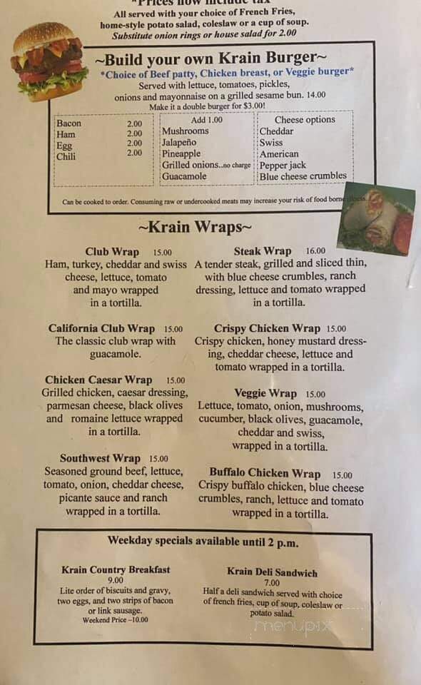 Krain Corner Restaurant - Enumclaw, WA menu_pic