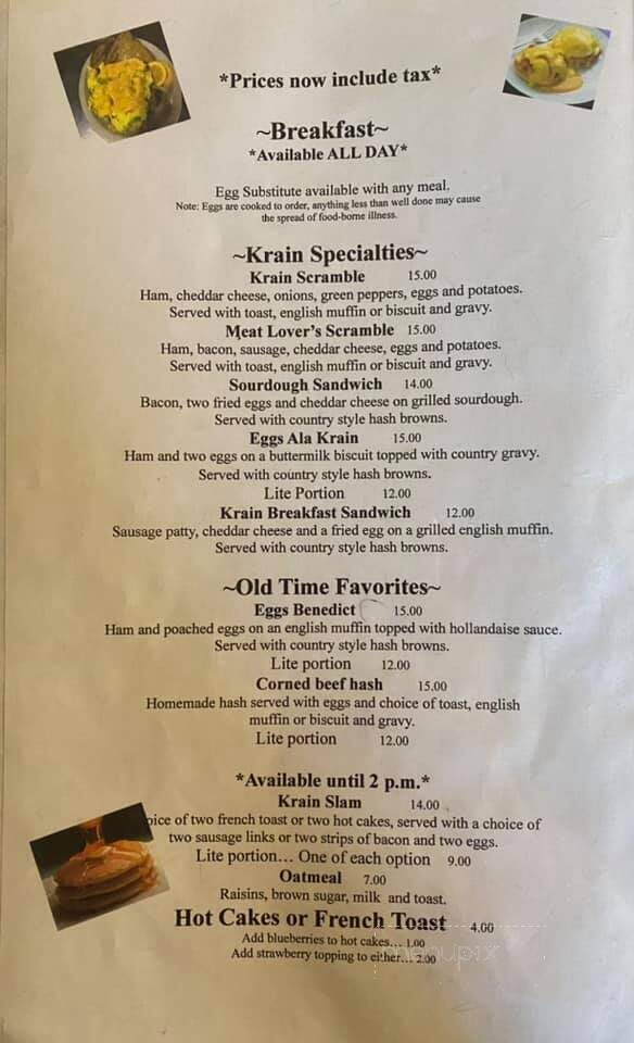 Krain Corner Restaurant - Enumclaw, WA menu_pic