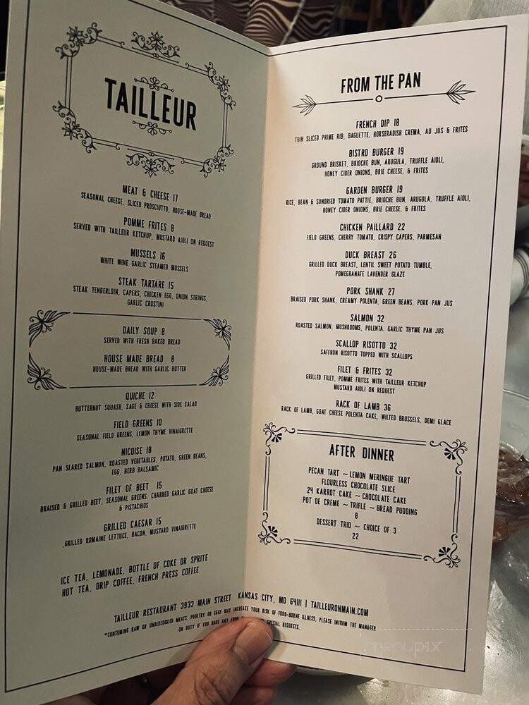 Tailleur - Kansas City, MO menu_pic