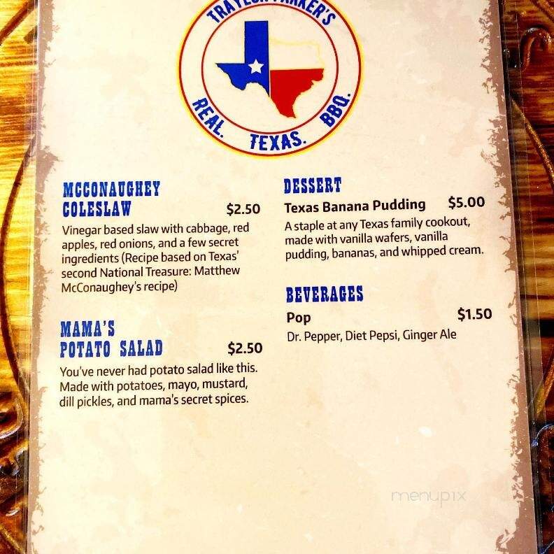 Traylor Parker's Real Texas BBQ - Charing Cross, ON menu_pic