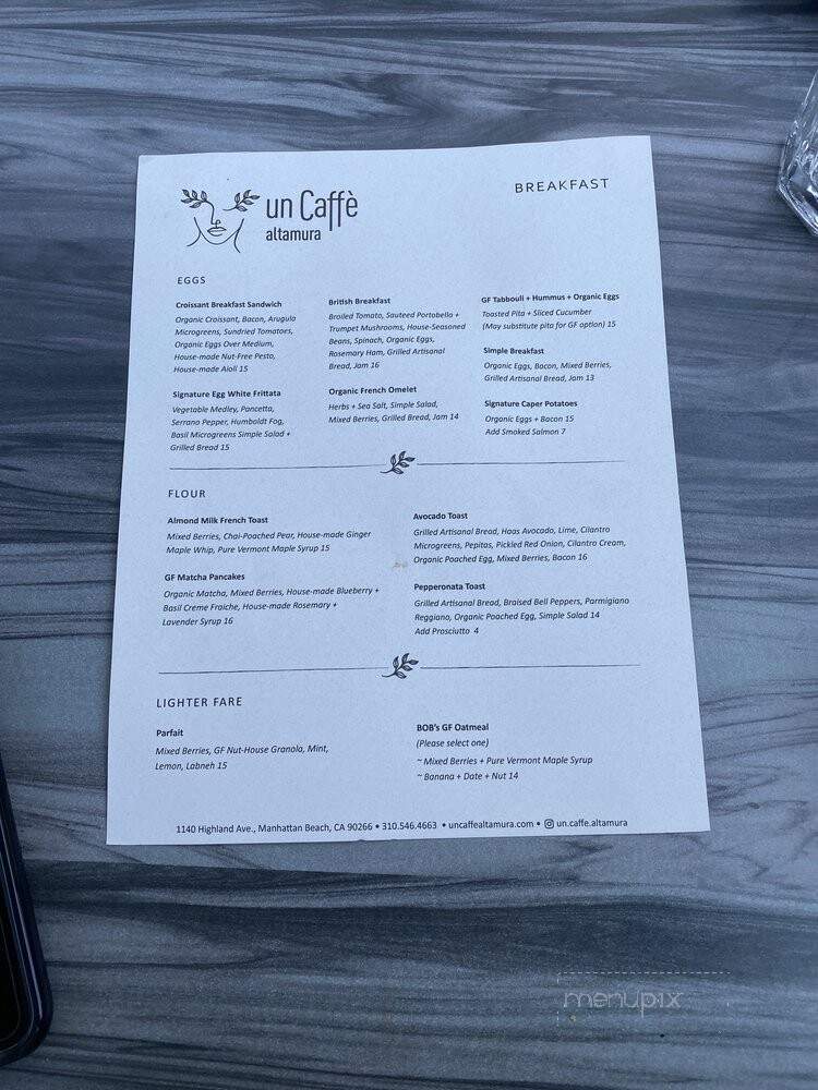 Un Caffe Altamura - Manhattan Beach, CA menu_pic
