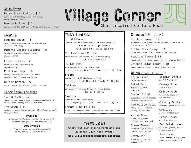 Village Corner Comfort Kitchen & Bar - CONCORD, NC menu_pic
