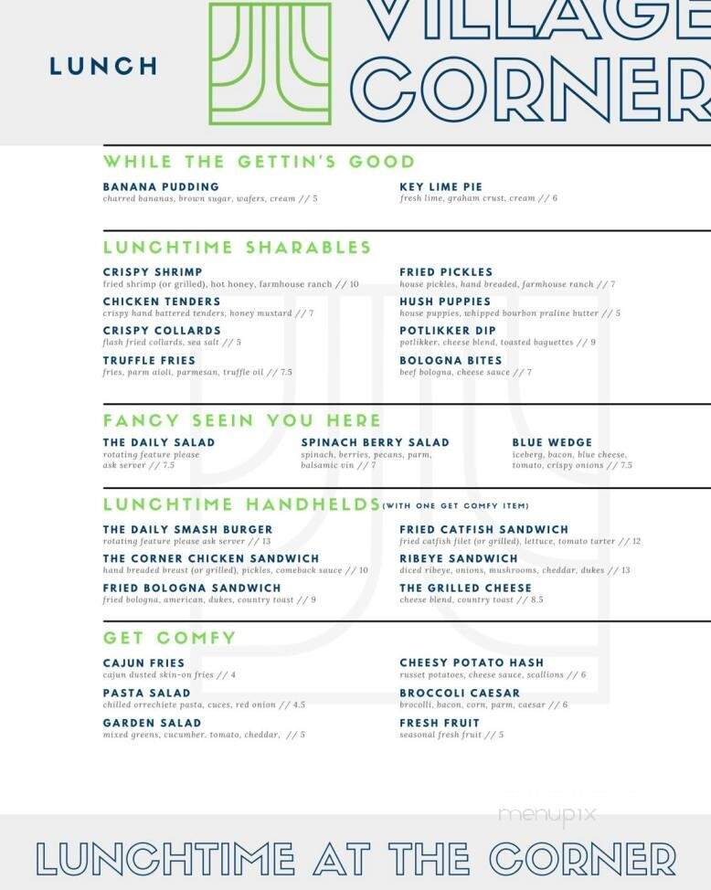 Village Corner Comfort Kitchen & Bar - CONCORD, NC menu_pic