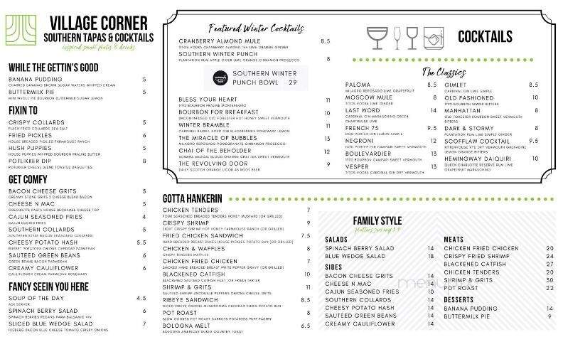 Village Corner Comfort Kitchen & Bar - CONCORD, NC menu_pic