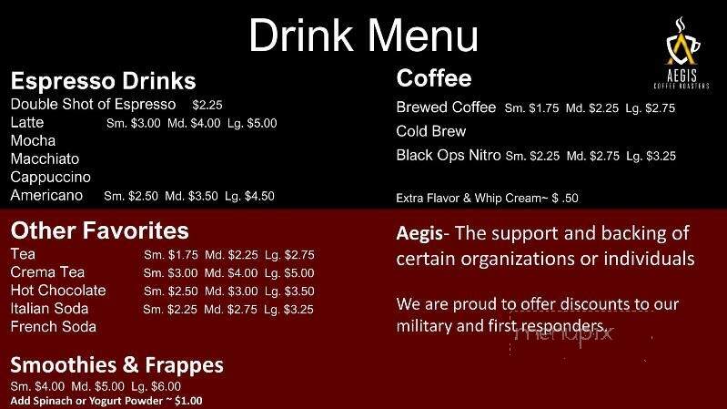 Aegis Coffee Roasters - Du Bois, PA menu_pic