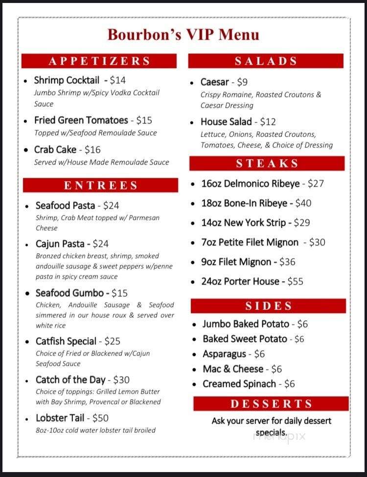 BOURBON's - Vicksburg, MS menu_pic