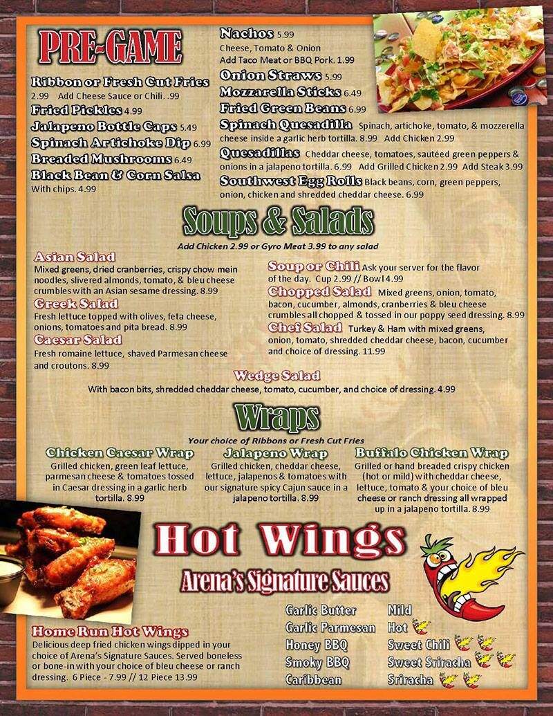 Arena Sports Bar and Grill - Mountain Home, AR menu_pic