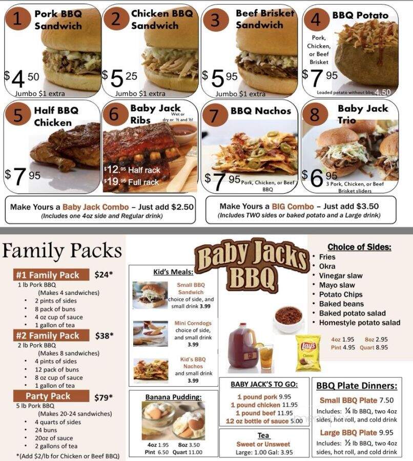 Baby Jack's BBQ - Bartlett, TN menu_pic