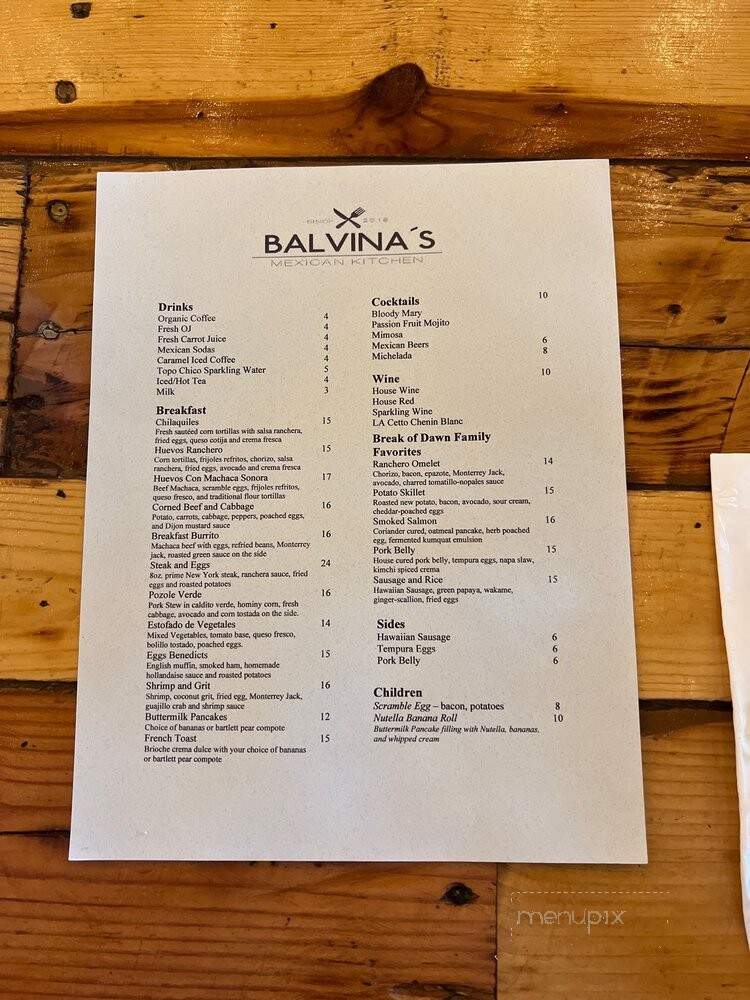 Balvina's Mexican Kitchen - Laguna Hills, CA menu_pic